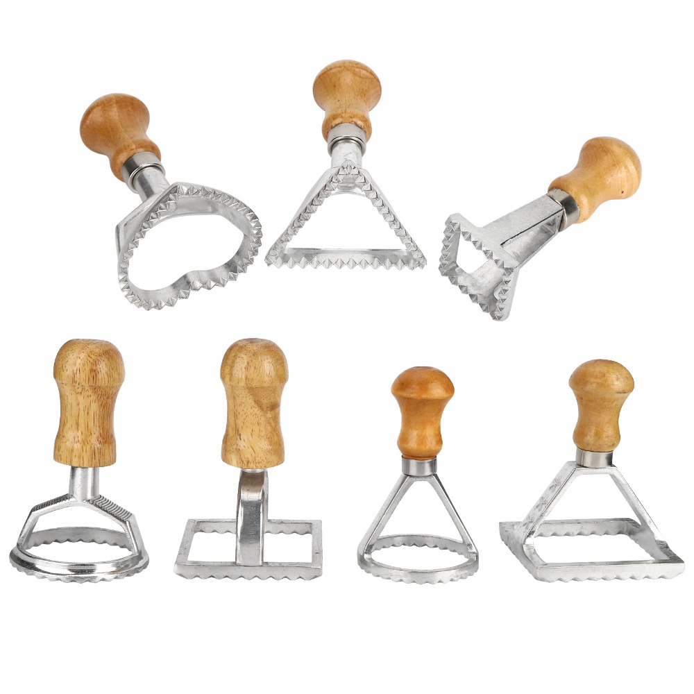 Dumpling Press Set - 7-teiliges Set Einzelner Aufrechtstehender Ravioli-Schneider aus